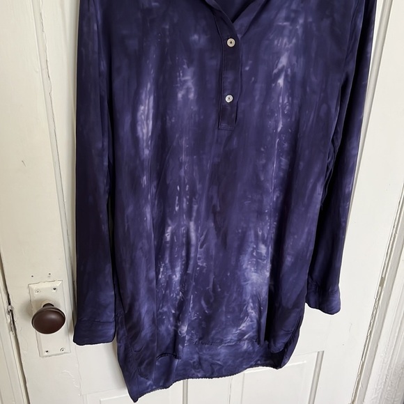 Lulu’s What I Like Navy Blue Tie-Dye Long Sleeve Shirt Dress - Picture 9 of 13